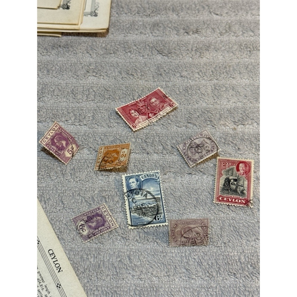 Vintage Lot of 8 CEYLON Stamps